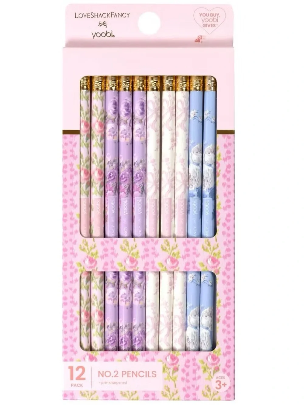 Love Shack Fancy x Target Yoobi Pencils Macaroon Blooming Coquette Bow Pink Blue